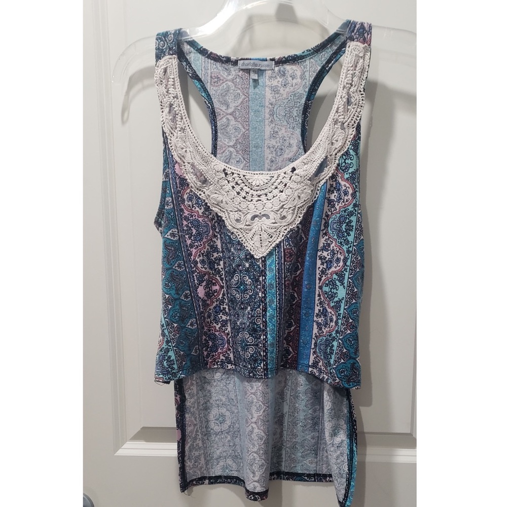 Hi-Low Abstract Print Tank Top